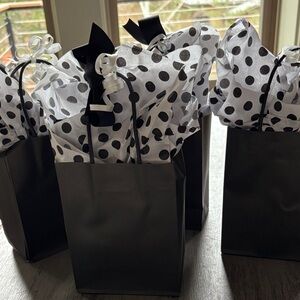 Black Gift Bags with Black Polka Dot Tissue